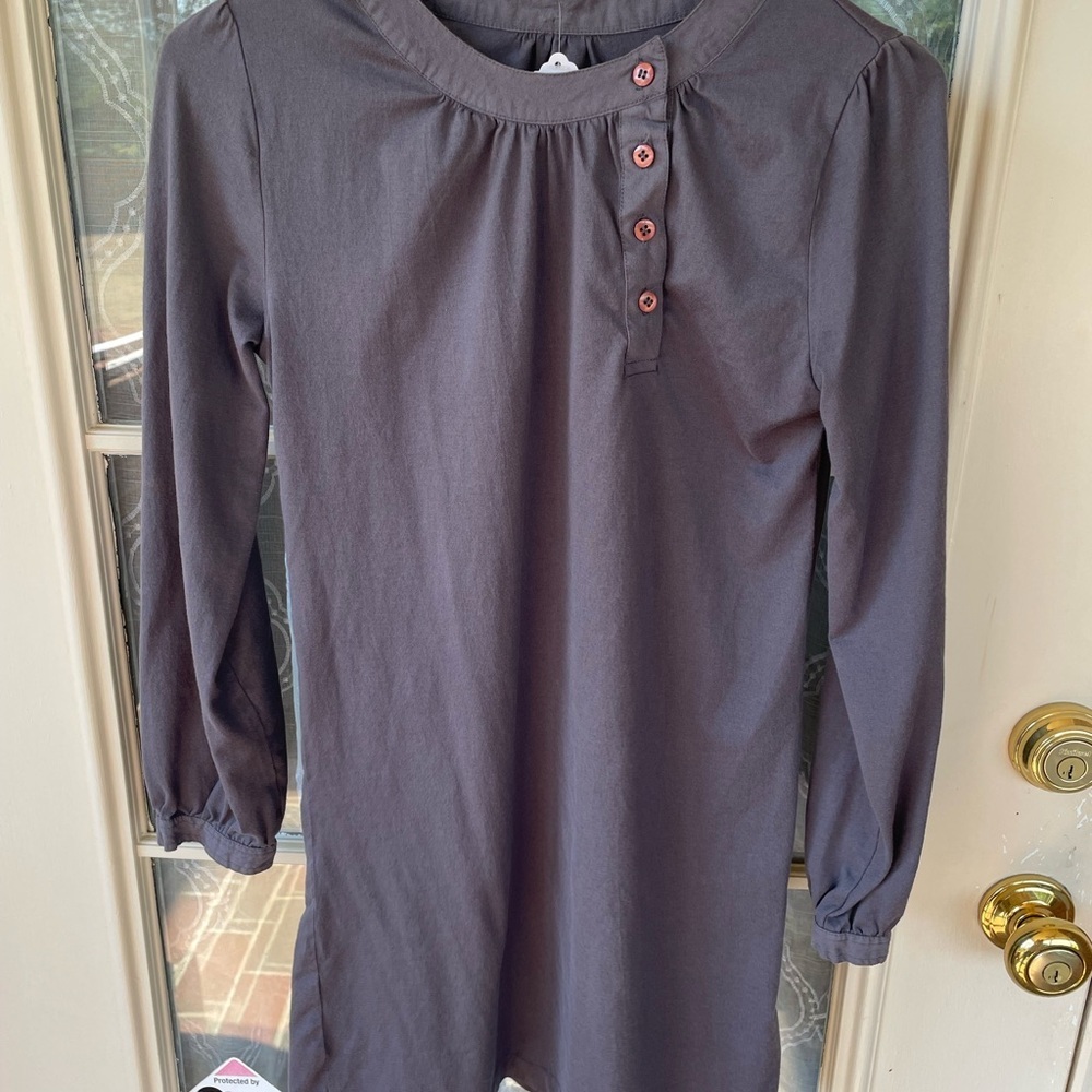 Madras by APC XS Gray Tunic Blouse Button Detail Minimalist 3/4 Sleeve 🌫️